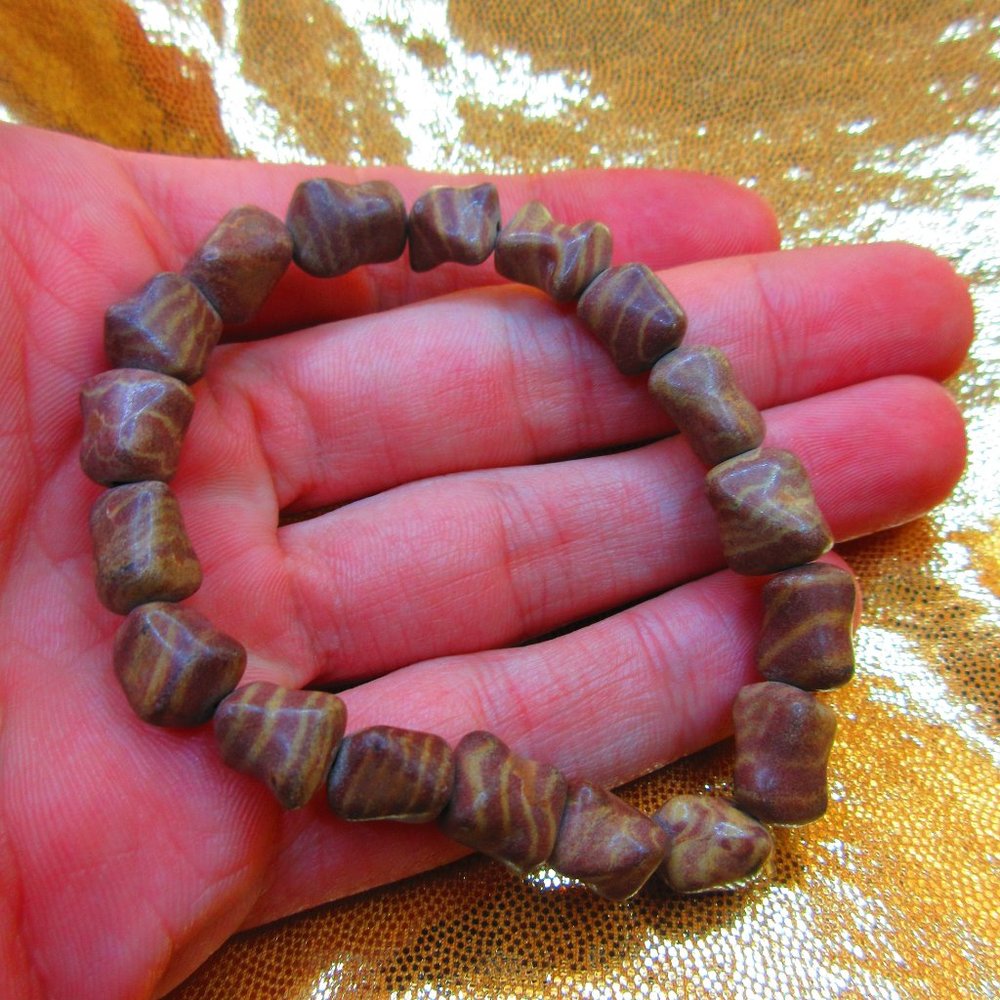 Zebra Jasper Nuggets 7" Stretchy Gemstone Bracelet